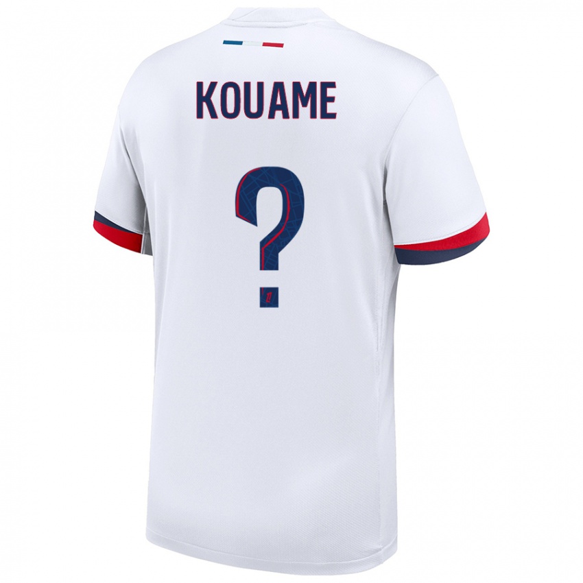 Enfant Maillot Kelly Kouame #0 Blanc Bleu Rouge Tenues Extérieur 2024/25 T-Shirt Belgique