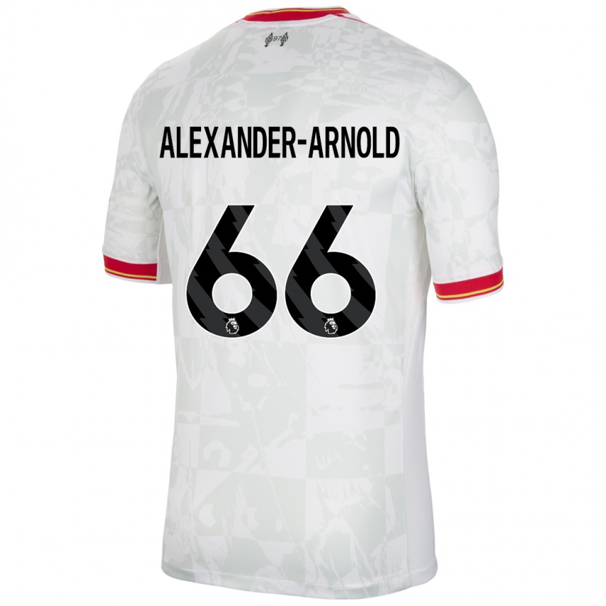 Kinderen Trent Alexander-Arnold #66 Wit Rood Zwart Thuisshirt Derde Tenue 2024/25 T-Shirt België