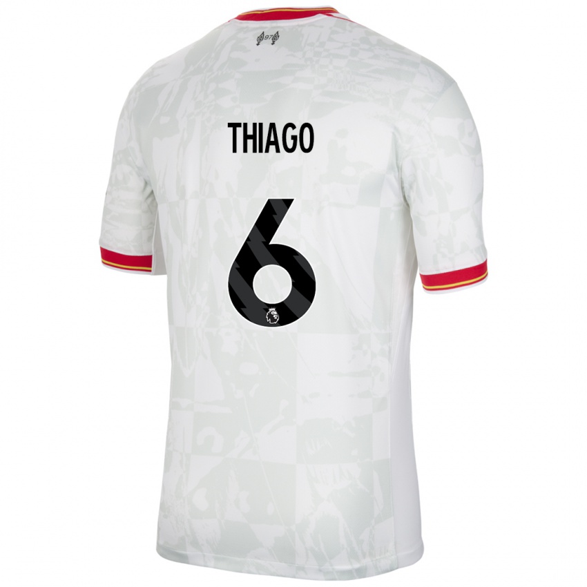 Kinderen Thiago #6 Wit Rood Zwart Thuisshirt Derde Tenue 2024/25 T-Shirt België