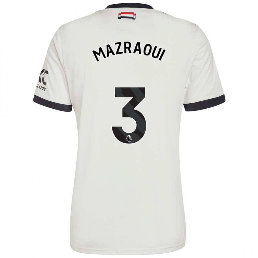 Kinderen Noussair Mazraoui #3 Gebroken Wit Thuisshirt Derde Tenue 2024/25 T-Shirt België