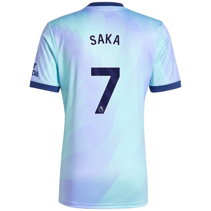 Enfant Maillot Bukayo Saka #7 Aqua Troisieme 2024/25 T-Shirt Belgique