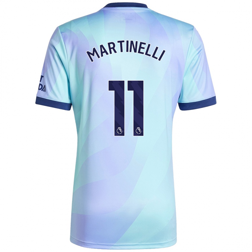 Enfant Maillot Gabriel Martinelli #11 Aqua Troisieme 2024/25 T-Shirt Belgique