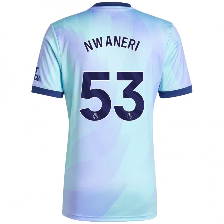 Enfant Maillot Ethan Nwaneri #53 Aqua Troisieme 2024/25 T-Shirt Belgique