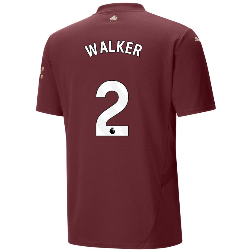 Kinder Kyle Walker #2 Kastanienbraun Ausweichtrikot Trikot 2024/25 T-Shirt Belgien