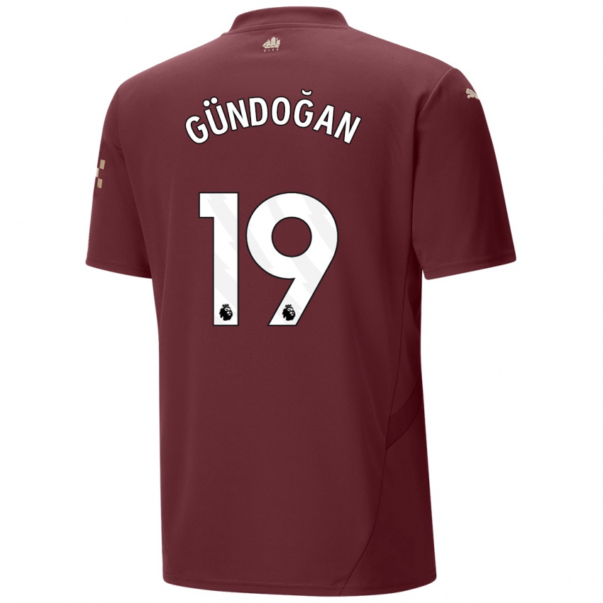 Kinder Ilkay Gundogan #19 Kastanienbraun Ausweichtrikot Trikot 2024/25 T-Shirt Belgien