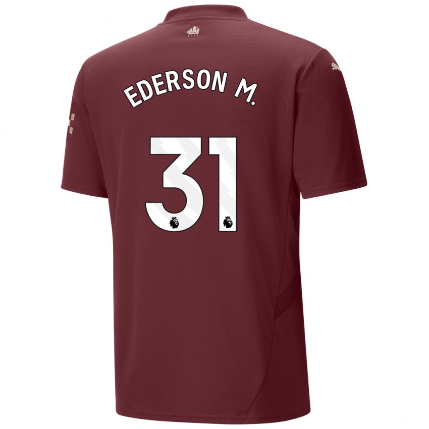 Kinderen Ederson Moraes #31 Kastanjebruin Thuisshirt Derde Tenue 2024/25 T-Shirt België