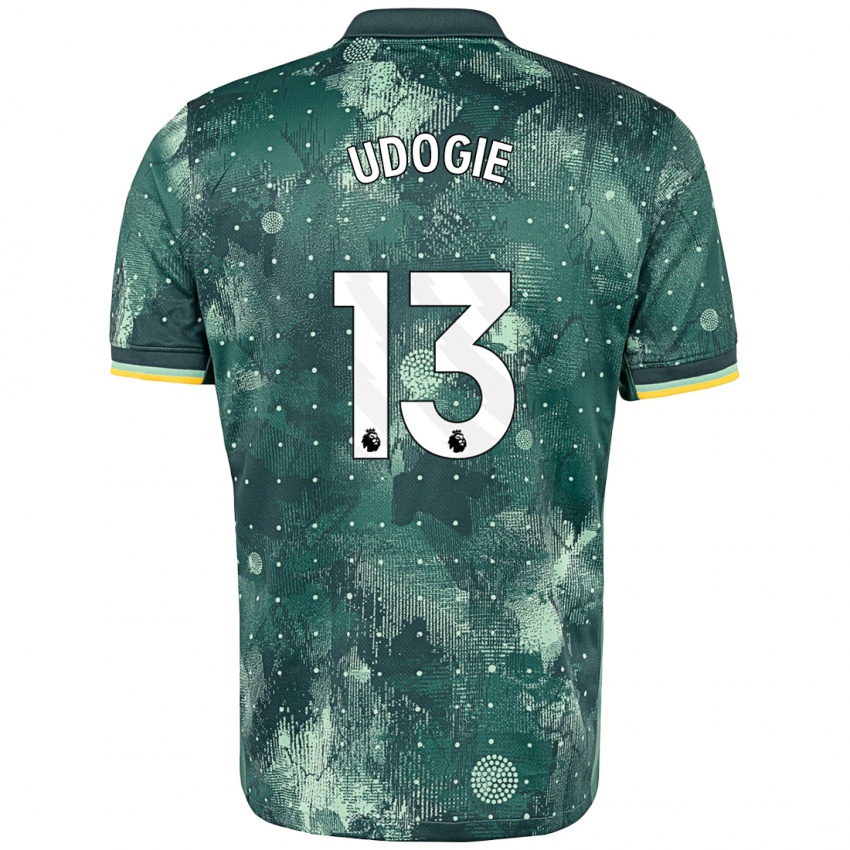 Kinderen Destiny Udogie #13 Muntgroen Thuisshirt Derde Tenue 2024/25 T-Shirt België