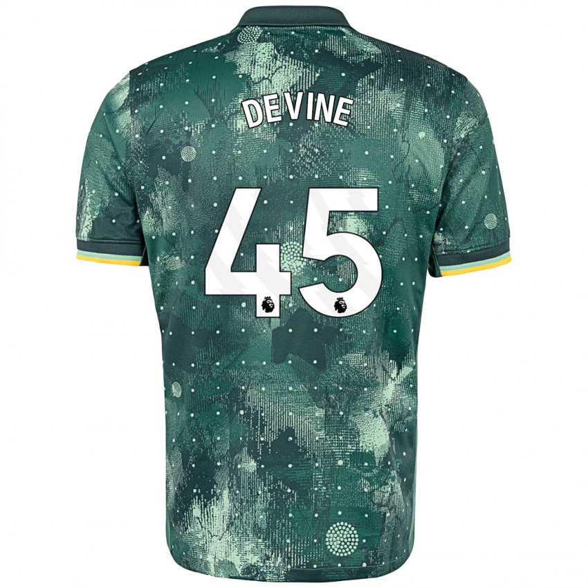 Kinderen Alfie Devine #45 Muntgroen Thuisshirt Derde Tenue 2024/25 T-Shirt België