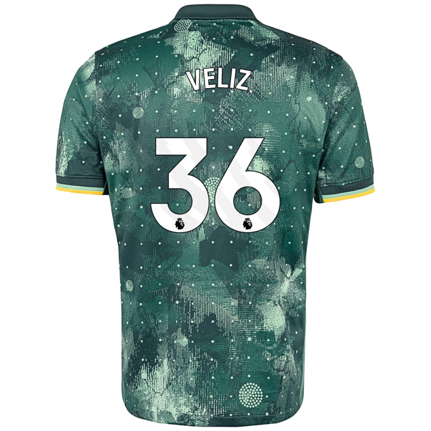 Kinderen Alejo Véliz #36 Muntgroen Thuisshirt Derde Tenue 2024/25 T-Shirt België