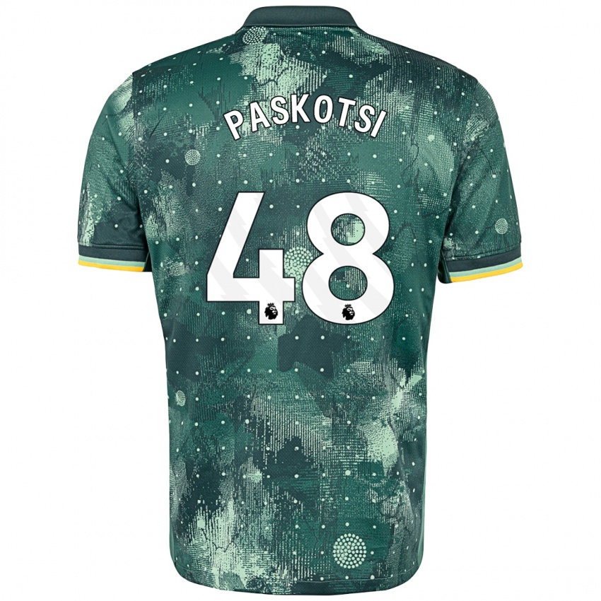 Kinderen Maksim Paskotsi #48 Muntgroen Thuisshirt Derde Tenue 2024/25 T-Shirt België