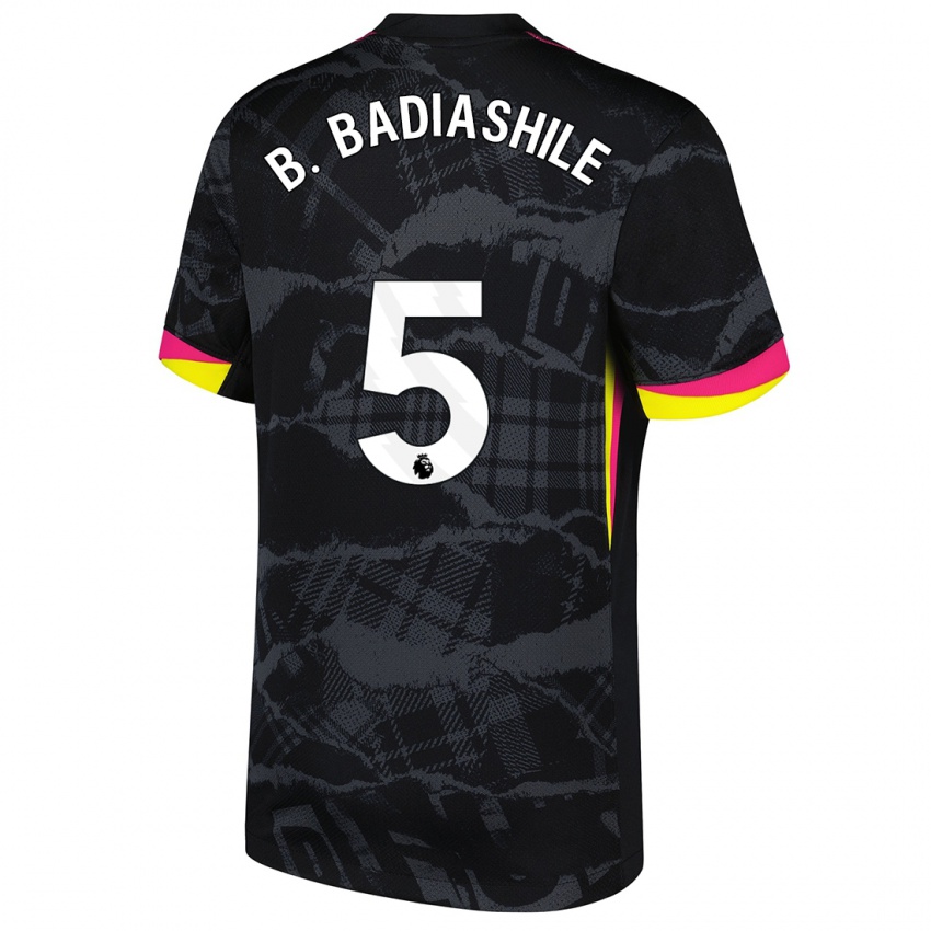 Enfant Maillot Benoît Badiashile #5 Noir Rose Troisieme 2024/25 T-Shirt Belgique