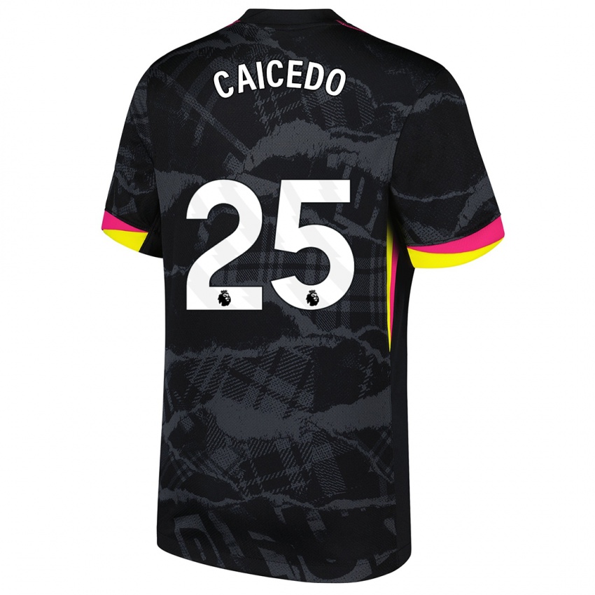 Enfant Maillot Moisés Caicedo #25 Noir Rose Troisieme 2024/25 T-Shirt Belgique