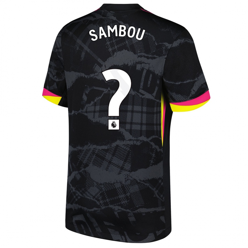 Enfant Maillot Gabriel Sambou #0 Noir Rose Troisieme 2024/25 T-Shirt Belgique