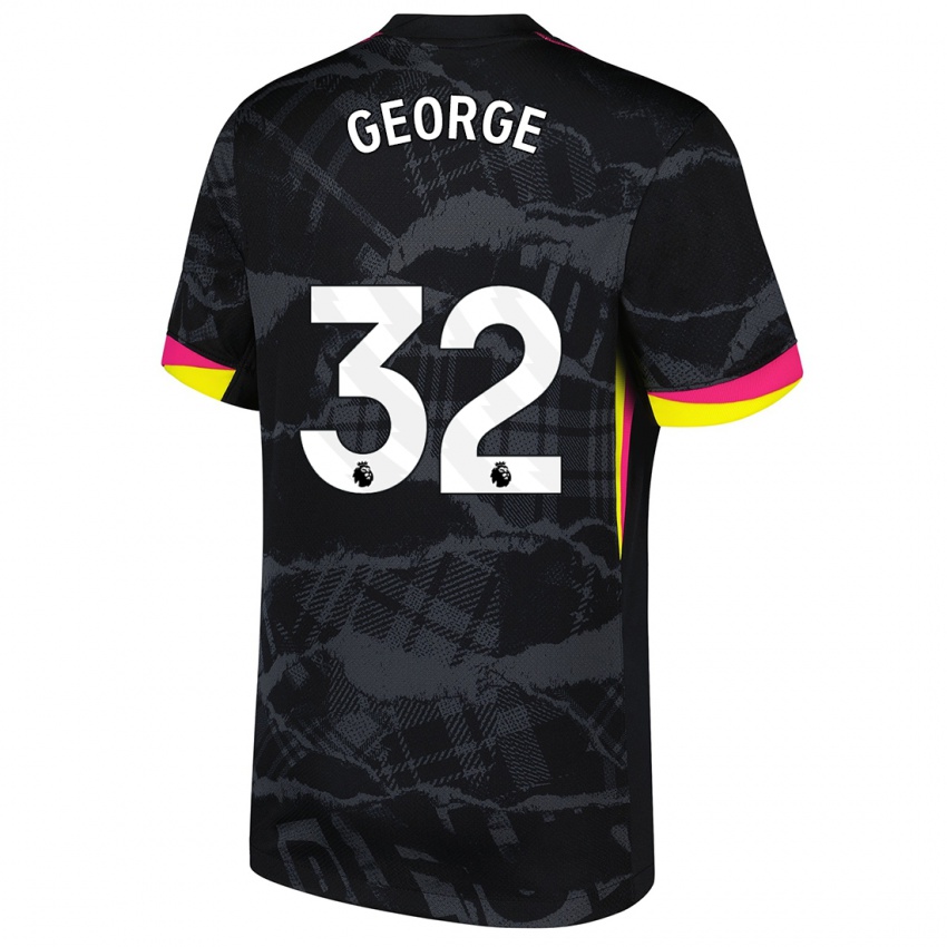 Enfant Maillot Tyrique George #32 Noir Rose Troisieme 2024/25 T-Shirt Belgique