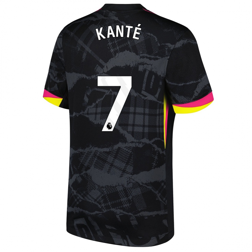 Enfant Maillot N'golo Kante #7 Noir Rose Troisieme 2024/25 T-Shirt Belgique