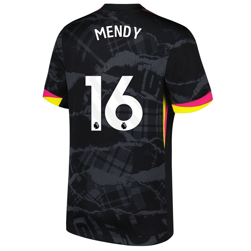 Enfant Maillot Edouard Mendy #16 Noir Rose Troisieme 2024/25 T-Shirt Belgique