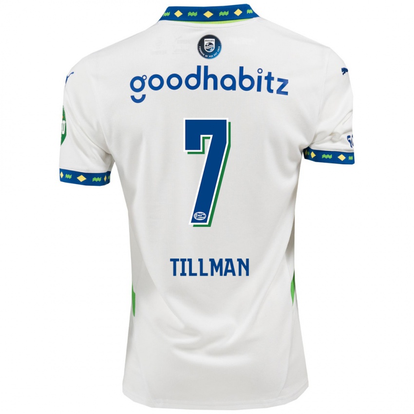 Kinder Malik Tillman #7 Weiß Dunkelblau Ausweichtrikot Trikot 2024/25 T-Shirt Belgien