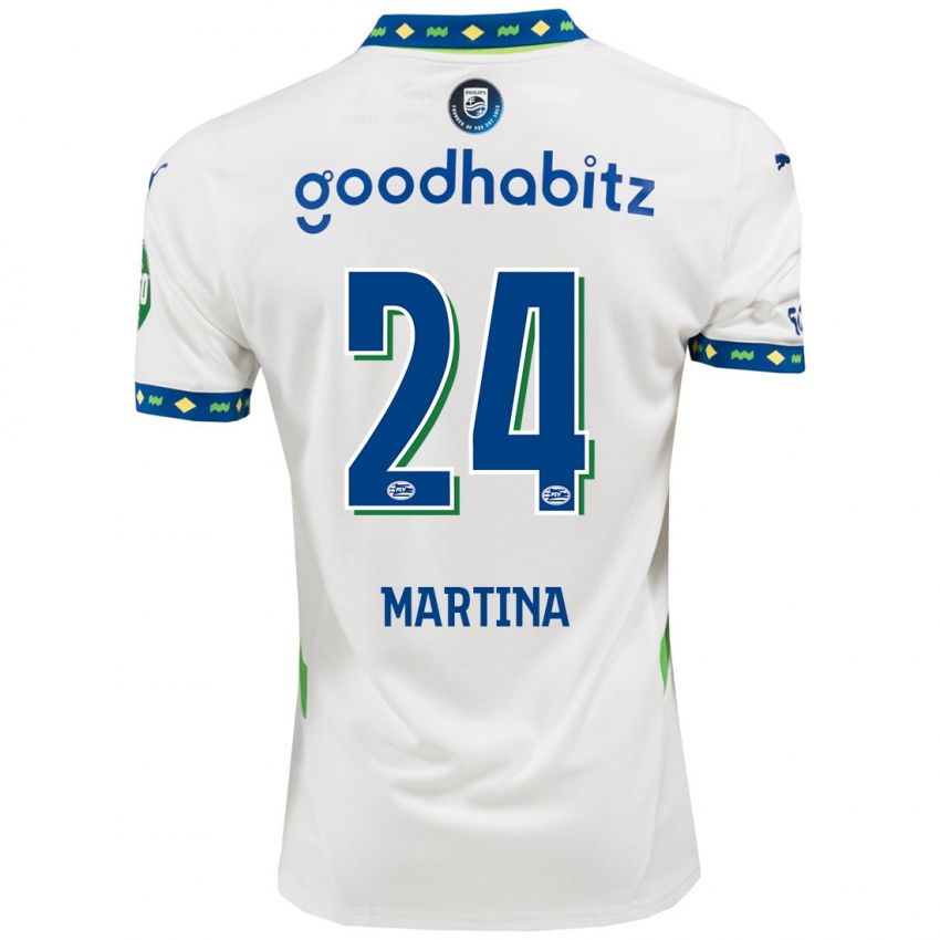 Kinder Shijona Martina #24 Weiß Dunkelblau Ausweichtrikot Trikot 2024/25 T-Shirt Belgien