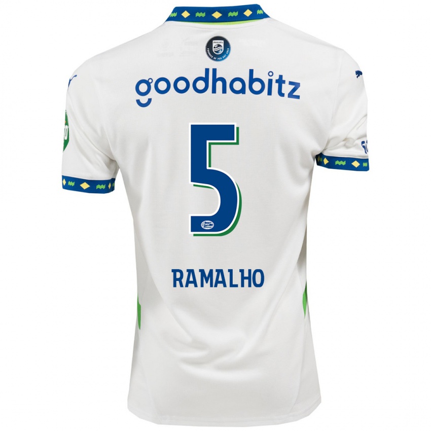 Kinder André Ramalho #5 Weiß Dunkelblau Ausweichtrikot Trikot 2024/25 T-Shirt Belgien