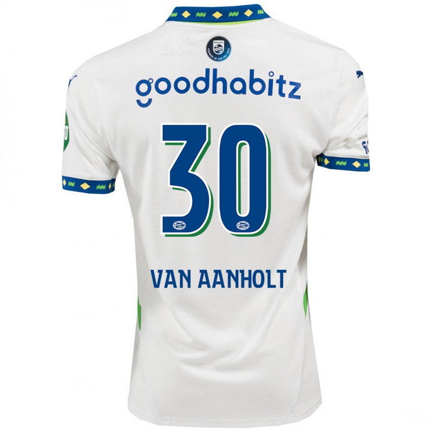 Kinder Patrick Van Aanholt #30 Weiß Dunkelblau Ausweichtrikot Trikot 2024/25 T-Shirt Belgien