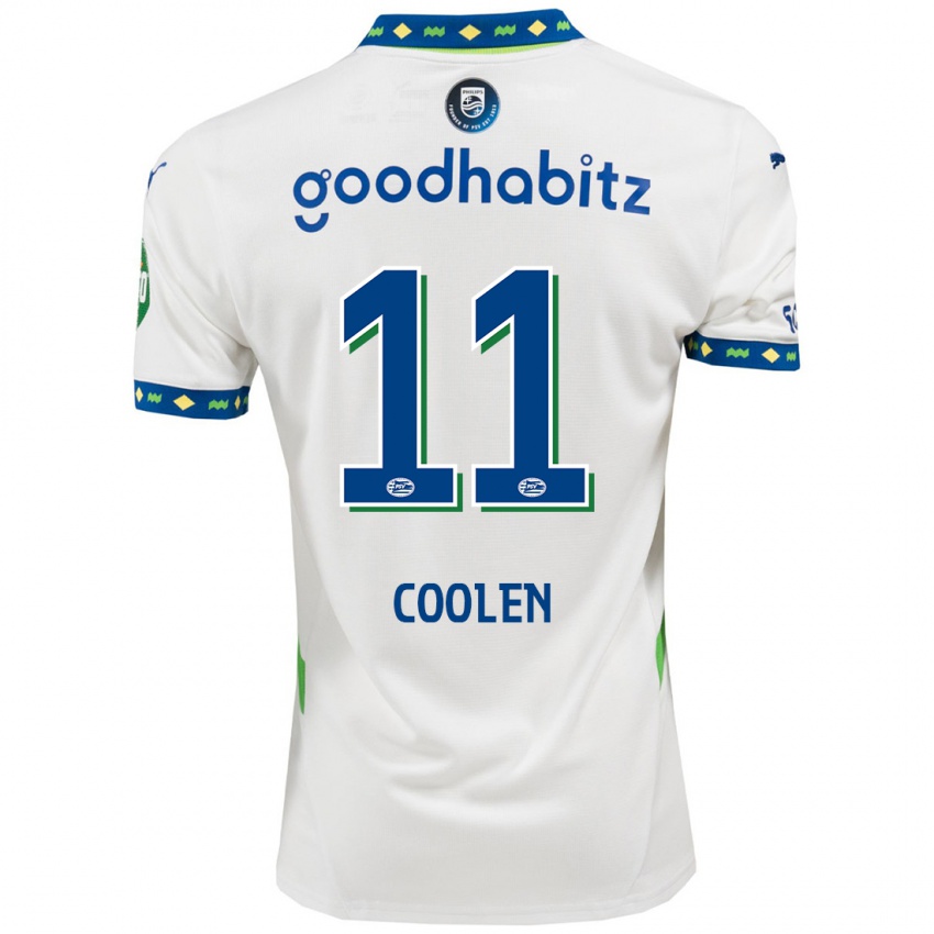 Kinder Nadia Coolen #11 Weiß Dunkelblau Ausweichtrikot Trikot 2024/25 T-Shirt Belgien