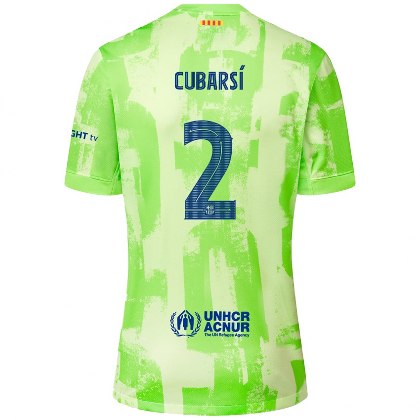 Enfant Maillot Pau Cubarsí #2 Citron Vert Troisieme 2024/25 T-Shirt Belgique