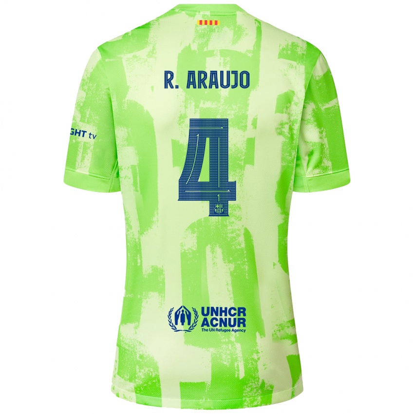 Enfant Maillot Ronald Araujo #4 Citron Vert Troisieme 2024/25 T-Shirt Belgique