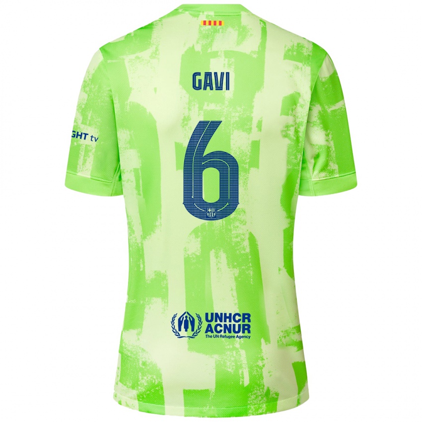 Enfant Maillot Gavi #6 Citron Vert Troisieme 2024/25 T-Shirt Belgique