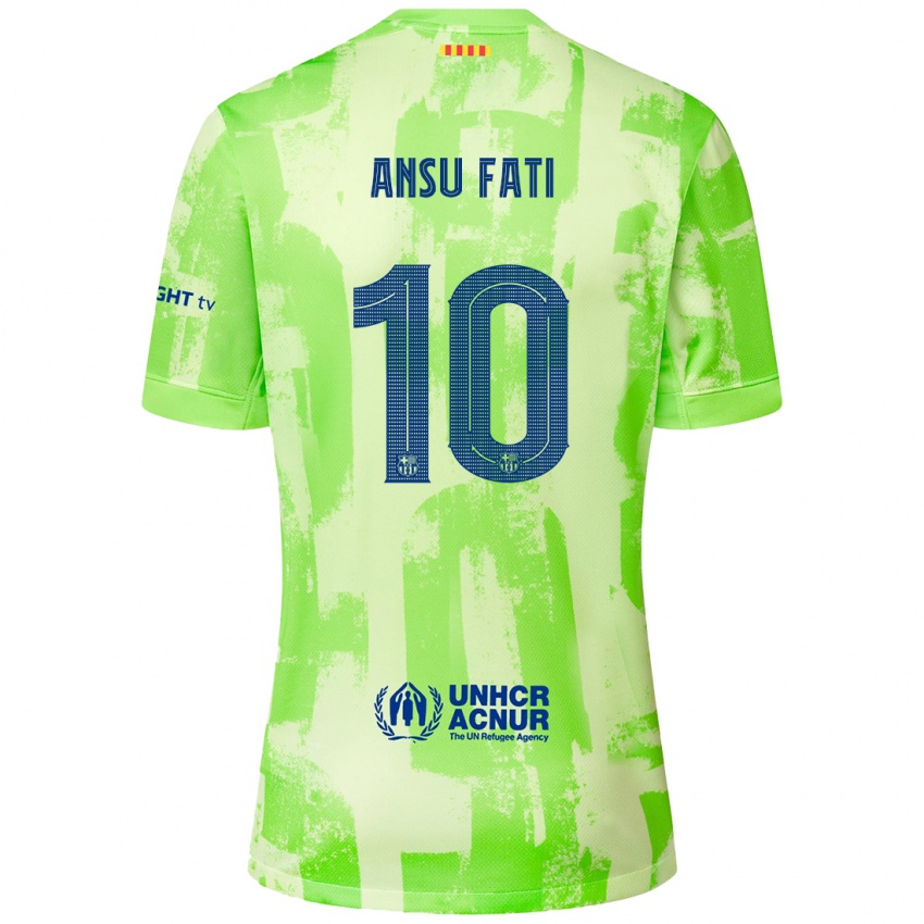 Enfant Maillot Ansu Fati #10 Citron Vert Troisieme 2024/25 T-Shirt Belgique