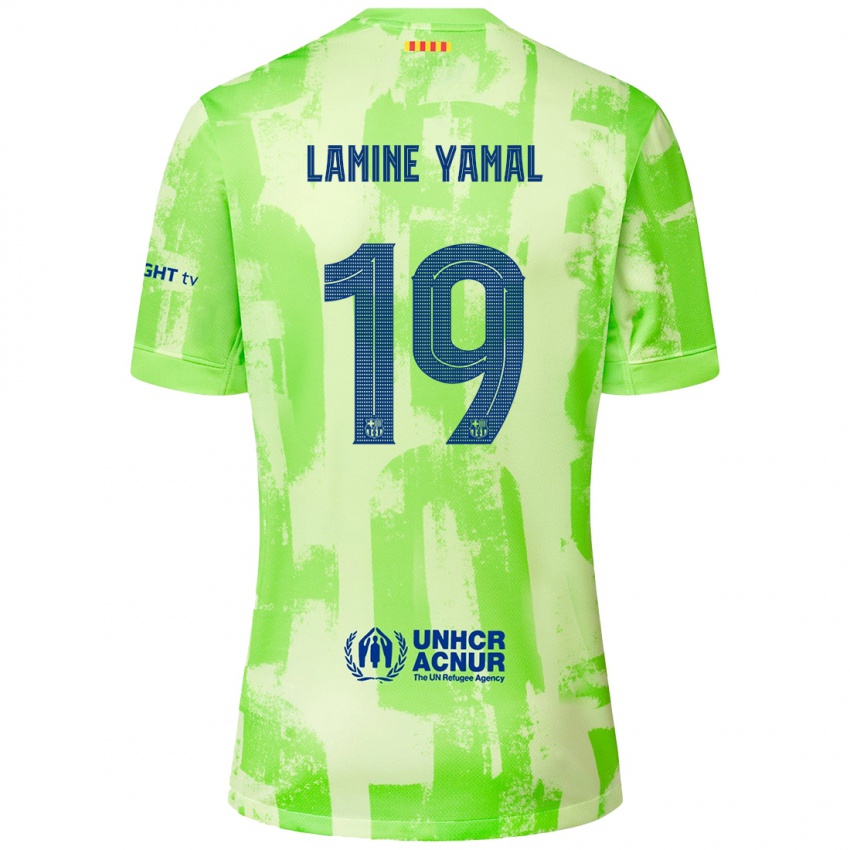 Enfant Maillot Lamine Yamal #19 Citron Vert Troisieme 2024/25 T-Shirt Belgique