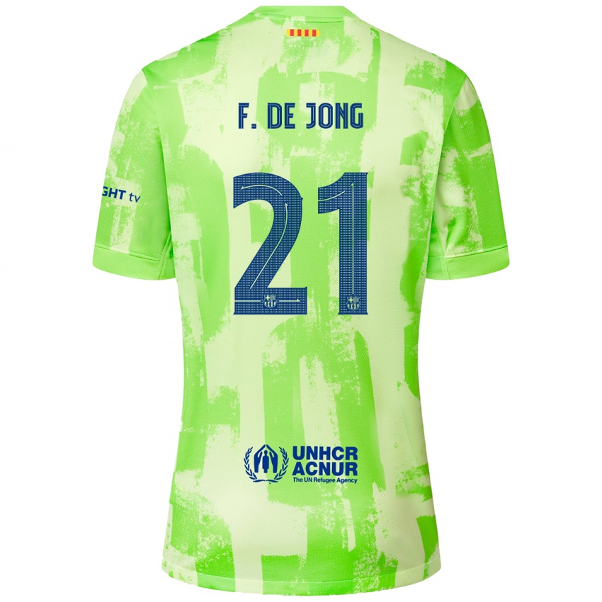 Enfant Maillot Frenkie De Jong #21 Citron Vert Troisieme 2024/25 T-Shirt Belgique