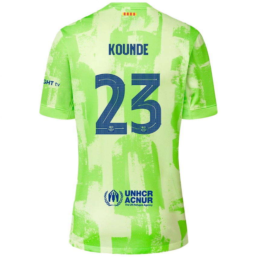 Enfant Maillot Jules Kounde #23 Citron Vert Troisieme 2024/25 T-Shirt Belgique