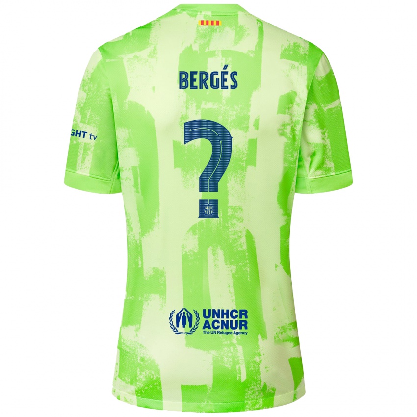 Enfant Maillot Pau Bergés #0 Citron Vert Troisieme 2024/25 T-Shirt Belgique