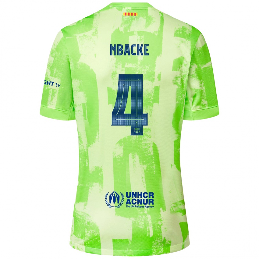 Enfant Maillot Mamadou Mbacke #4 Citron Vert Troisieme 2024/25 T-Shirt Belgique