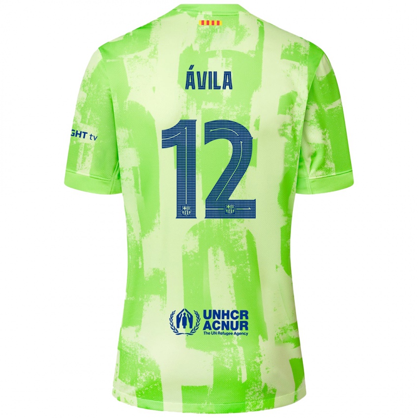 Enfant Maillot Dani Ávila #12 Citron Vert Troisieme 2024/25 T-Shirt Belgique