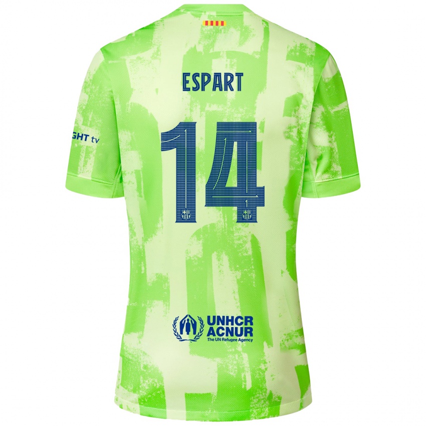 Enfant Maillot Xavi Espart #14 Citron Vert Troisieme 2024/25 T-Shirt Belgique