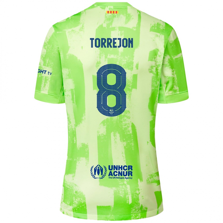 Enfant Maillot Marta Torrejón #8 Citron Vert Troisieme 2024/25 T-Shirt Belgique