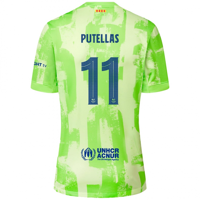 Enfant Maillot Alexia Putellas #11 Citron Vert Troisieme 2024/25 T-Shirt Belgique