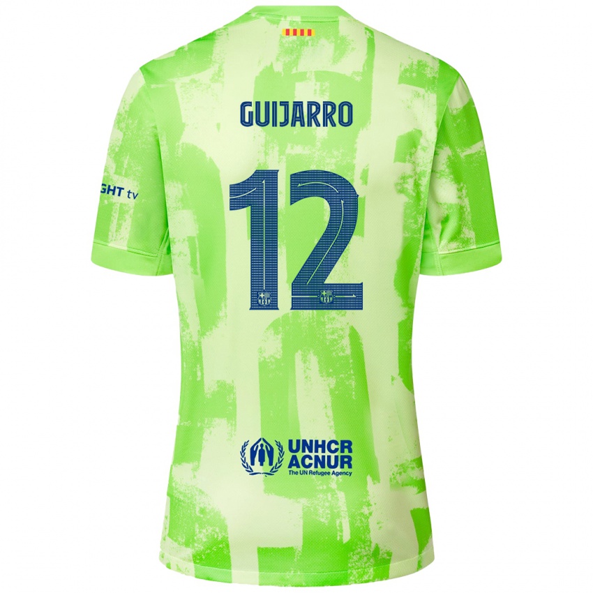 Enfant Maillot Patricia Guijarro #12 Citron Vert Troisieme 2024/25 T-Shirt Belgique