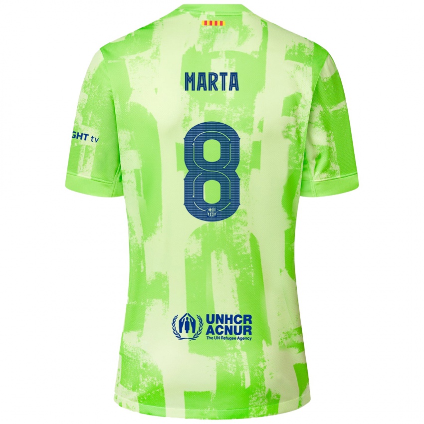 Enfant Maillot Marta Torrejon #8 Citron Vert Troisieme 2024/25 T-Shirt Belgique