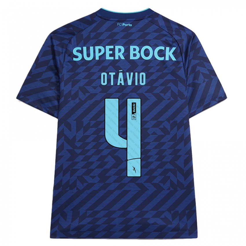 Kinderen Otávio #4 Marineblauw Thuisshirt Derde Tenue 2024/25 T-Shirt België