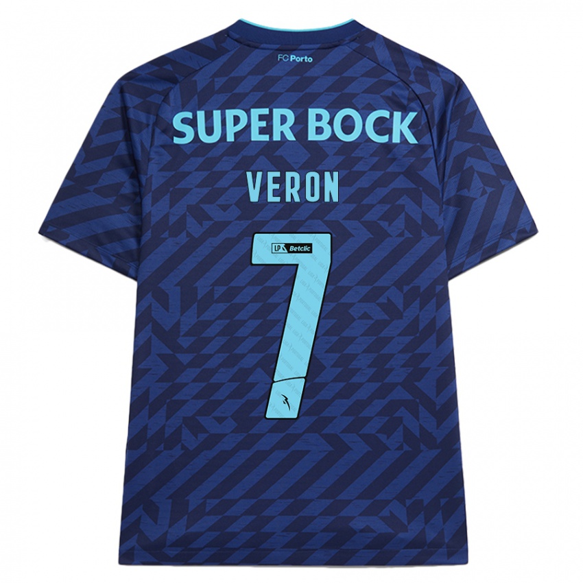 Enfant Maillot Gabriel Veron #7 Bleu Marine Troisieme 2024/25 T-Shirt Belgique