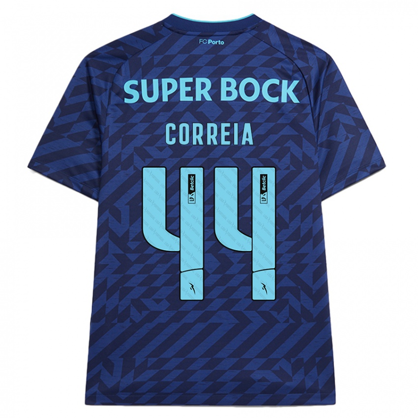 Enfant Maillot Romain Correia #44 Bleu Marine Troisieme 2024/25 T-Shirt Belgique