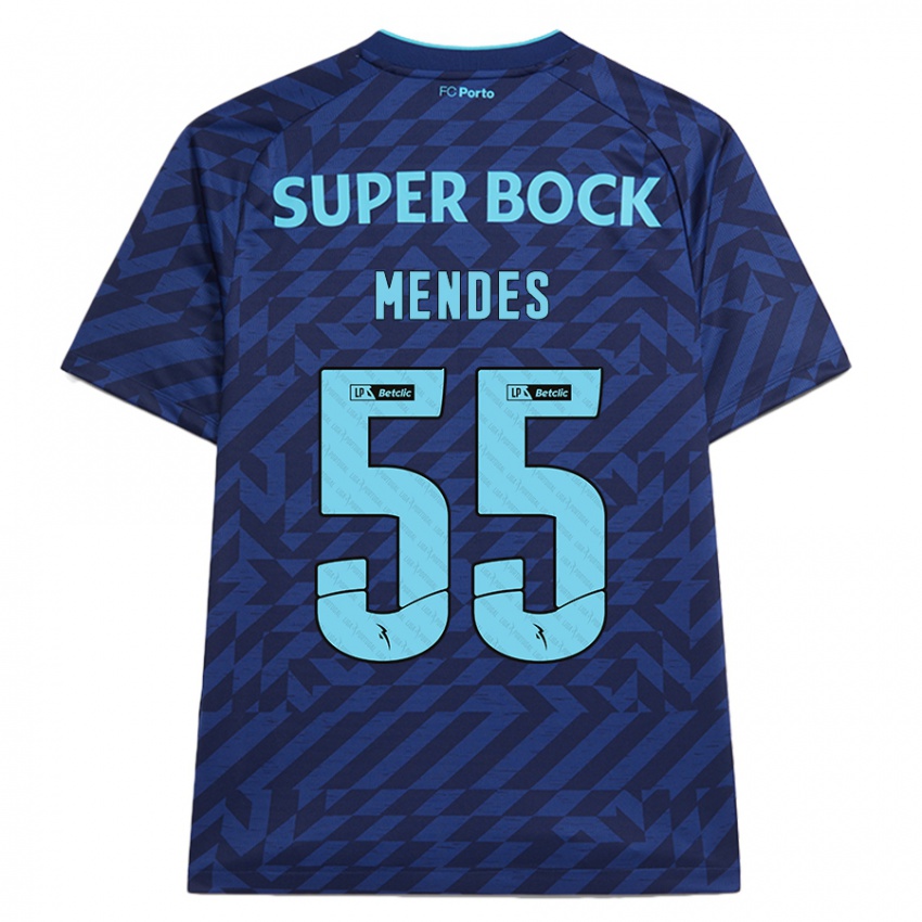 Enfant Maillot João Mendes #55 Bleu Marine Troisieme 2024/25 T-Shirt Belgique