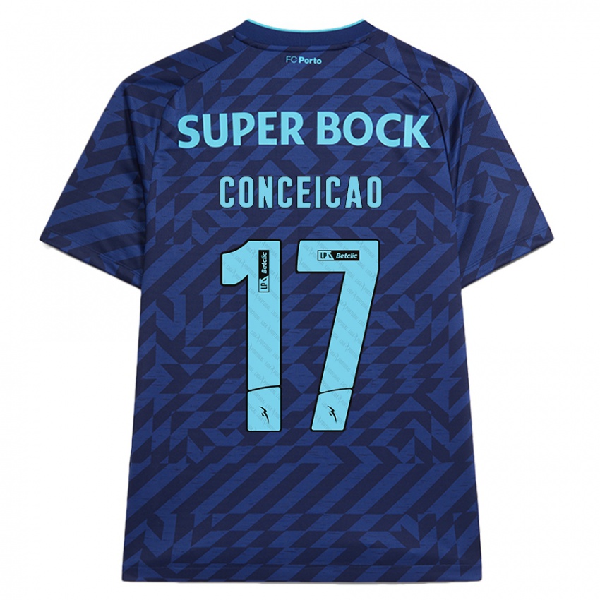 Enfant Maillot Rodrigo Conceicao #17 Bleu Marine Troisieme 2024/25 T-Shirt Belgique