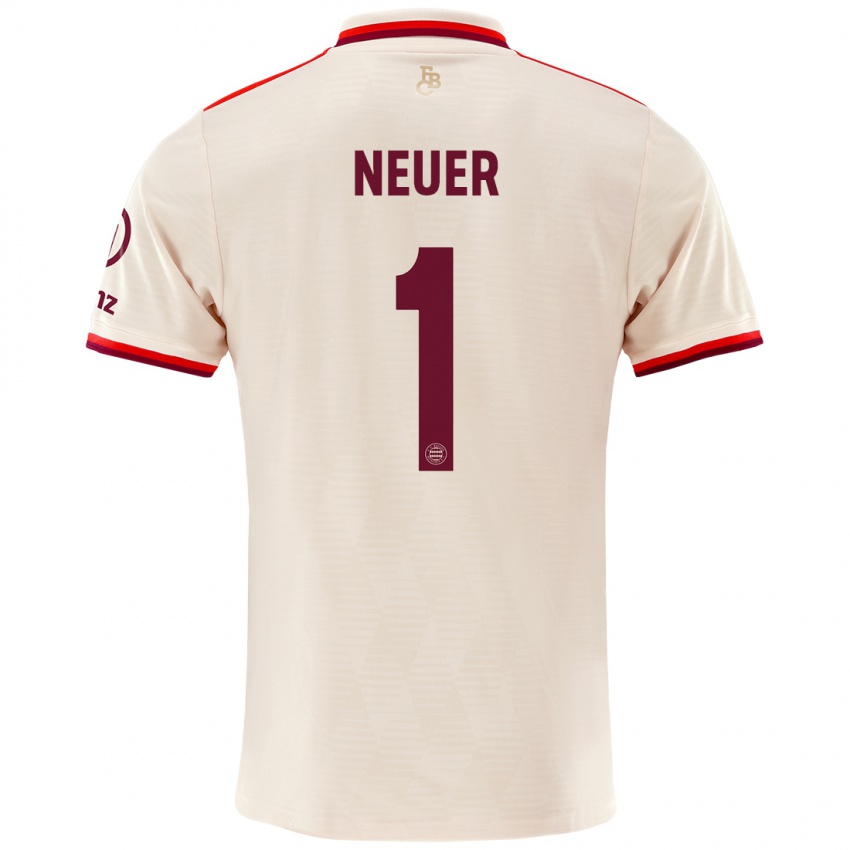 Kinderen Manuel Neuer #1 Linen Thuisshirt Derde Tenue 2024/25 T-Shirt België