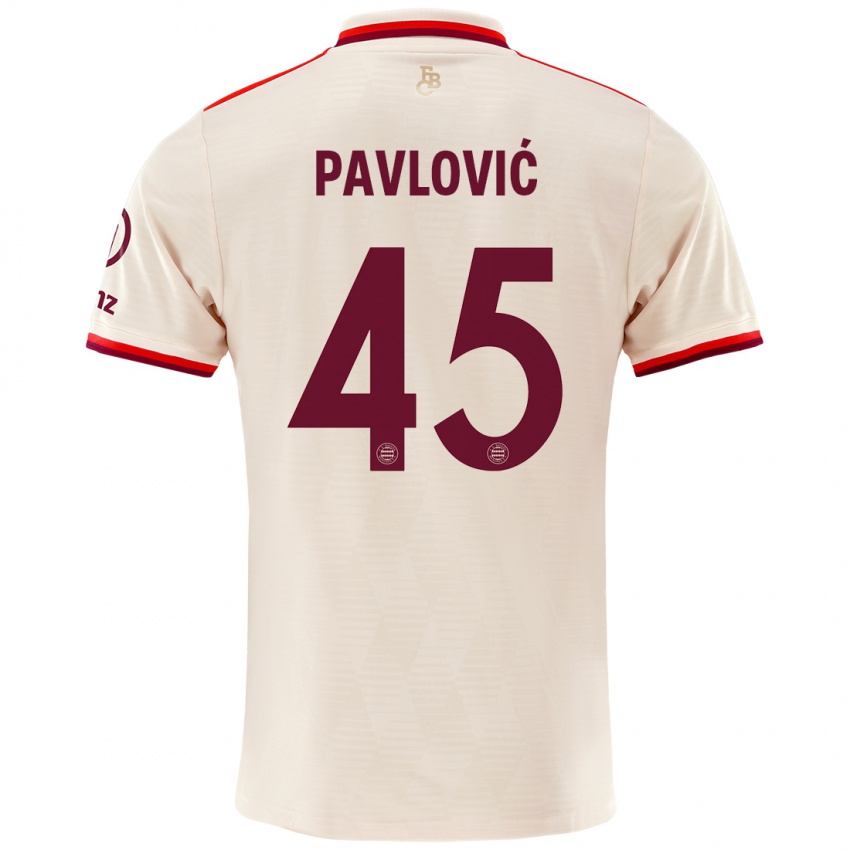 Kinderen Aleksandar Pavlovic #45 Linen Thuisshirt Derde Tenue 2024/25 T-Shirt België