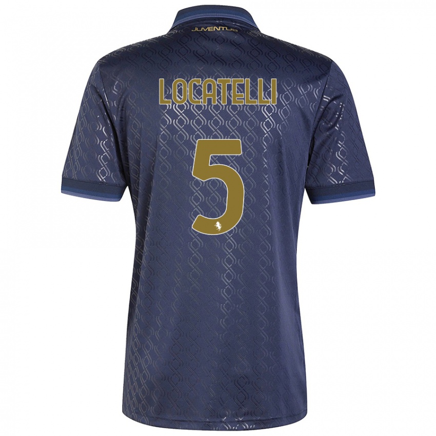 Enfant Maillot Manuel Locatelli #5 Bleu Marine Troisieme 2024/25 T-Shirt Belgique