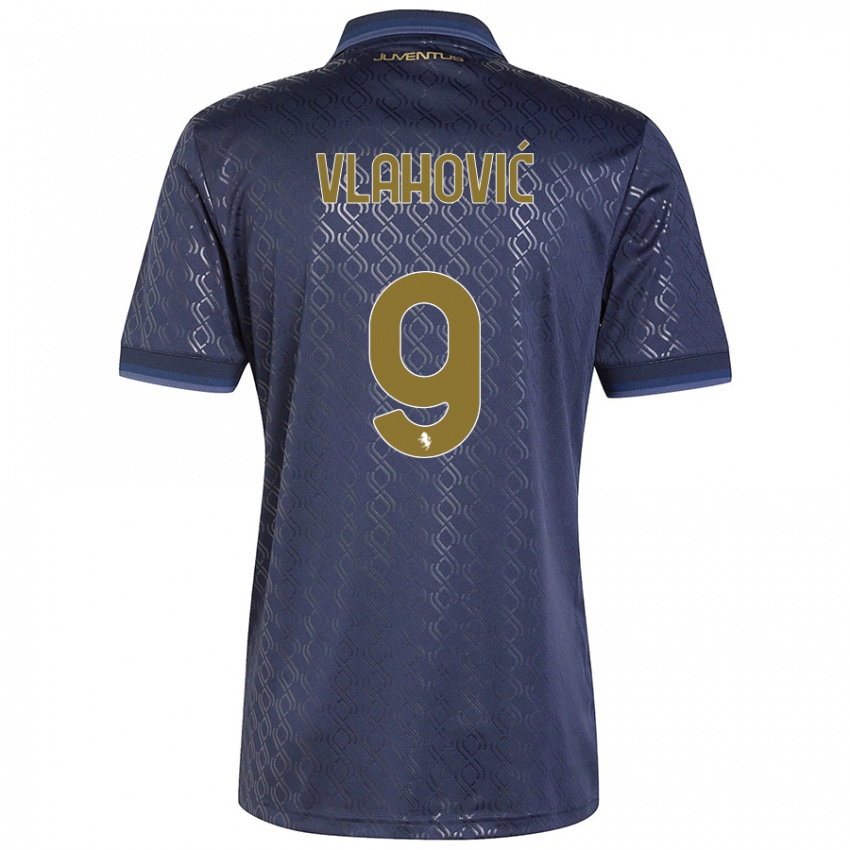 Enfant Maillot Dusan Vlahovic #9 Bleu Marine Troisieme 2024/25 T-Shirt Belgique