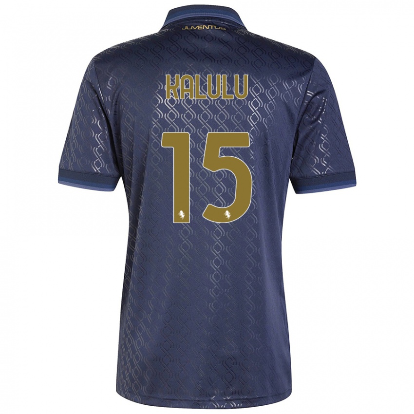 Enfant Maillot Pierre Kalulu #15 Bleu Marine Troisieme 2024/25 T-Shirt Belgique